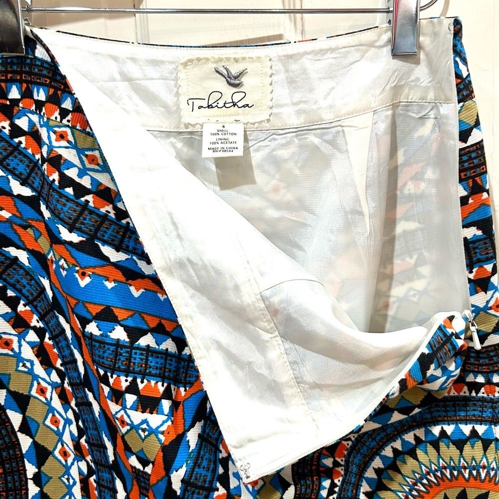 Anthropologie Tabitha Retro Pencil Skirt Boho Print 100% Cotton Size 4 - Picture 6 of 6